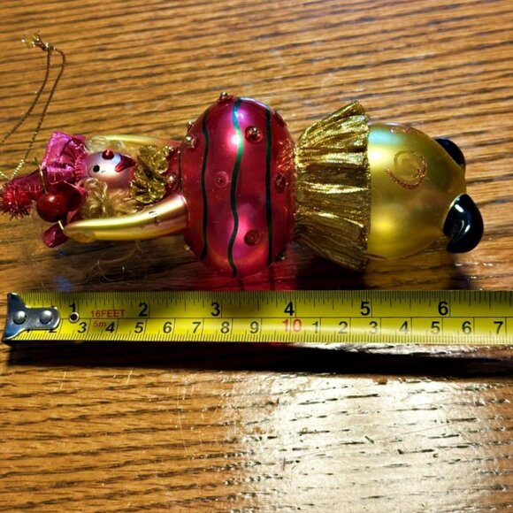 Clown Jester Blown Glass Christmas Ornament Painted Pink Gold 6 Inches (1) - Picture 8 of 8